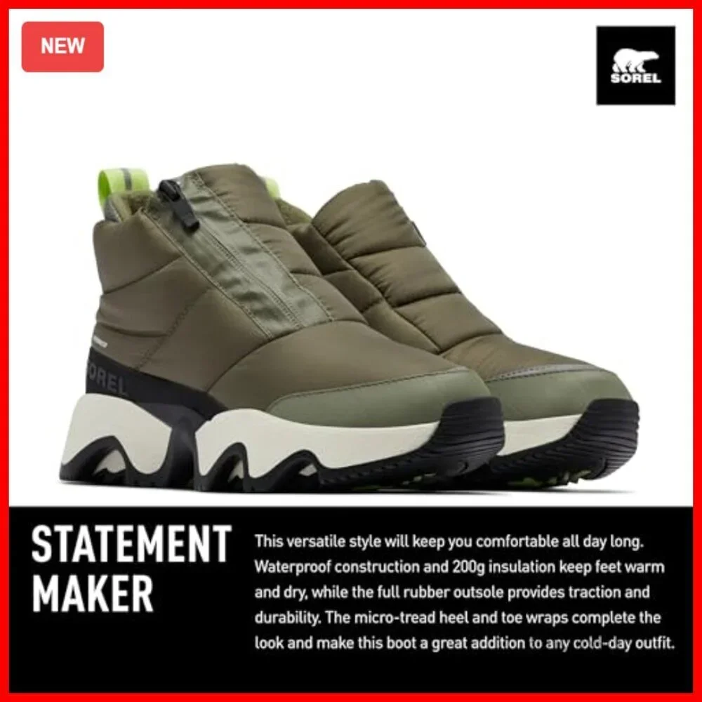 Waterproof Zip-Up Snow Boots with Fleece Lining, Rubber Outsole